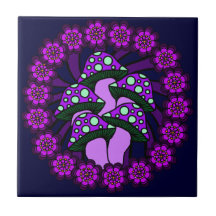 Azulejo roxo de cinco cogumelos