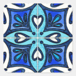 Azulejos do coração inspirados pelo azul de Azulej Adesivo Em Forma Quadrada