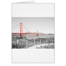 B&w de golden gate bridge com pop da cor cartão