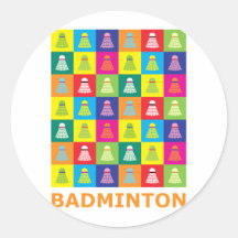 Badminton do pop art adesivo redondo