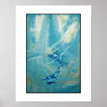 balé abstrato do azul pelo zaziart impressão