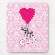Balões da mamã, do elefante e do coração mouse pads