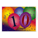 Balões do aniversário da criança de 10 anos! cartões