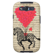 Balões engraçados da zebra & do coração do vintage samsung galaxy s3 capa