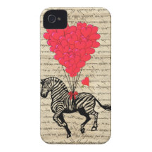Balões engraçados da zebra & do coração do vintage iPhone 4 capa