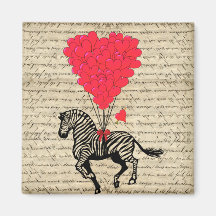 Balões engraçados da zebra & do coração do vintage imã