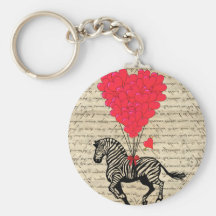 Balões engraçados da zebra & do coração do vintage chaveiros