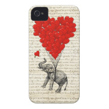 Balões românticos do elefante & do coração iPhone 4 capas