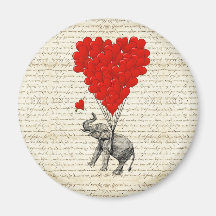 Balões românticos do elefante & do coração imã