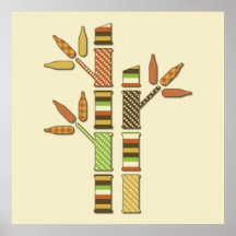 Bambu abstrato - pontos e listras poster