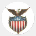 Bandeira americana e águia americana patrióticas d adesivo em formato redondo