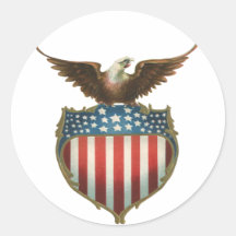 Bandeira americana e águia americana patrióticas d adesivo em formato redondo