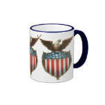 Bandeira americana e águia americana patrióticas d caneca