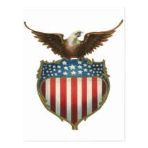 Bandeira americana e águia americana patrióticas d cartoes postais