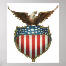 Bandeira americana e águia americana patrióticas d poster