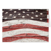 Bandeira americana pintada na textura de madeira r cartões