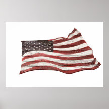 Bandeira americana pintada na textura de madeira r posteres