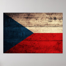 Bandeira checa de madeira velha poster