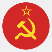 Bandeira comunista URSS de Rússia Adesivo Em Formato Redondo