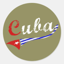 Bandeira cubana adesivo redondo