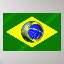 Bandeira da bola de futebol de Brasil Futebol Band Posteres