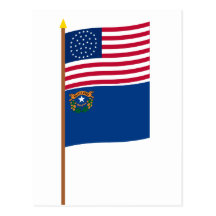 Bandeira da estrela dos E.U. 36 no pólo com Nevada Cartoes Postais