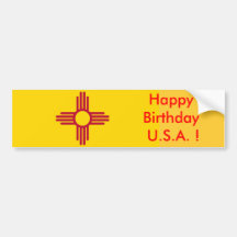 Bandeira da etiqueta de New mexico, feliz aniversa Adesivo