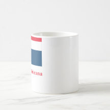 Bandeira da República Dominicana com nome no espan Canecas