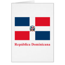 Bandeira da República Dominicana com nome no espan Cartoes