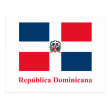 Bandeira da República Dominicana com nome no espan Cartão Postal