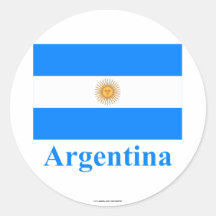 Bandeira de Argentina com nome Adesivos Redondos