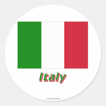 Bandeira de Italia com nome Adesivos Redondos