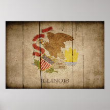 Bandeira de madeira áspera de Illinois Posters