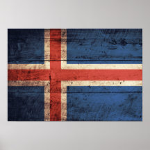 Bandeira de madeira de Islândia Poster