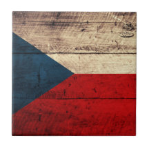 Bandeira de madeira velha da república checa; azulejos de cerâmica 