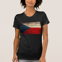 Bandeira de madeira velha da república checa; t-shirt