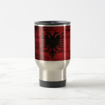 Bandeira de madeira velha de Albânia Caneca