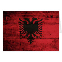 Bandeira de madeira velha de Albânia Cartões