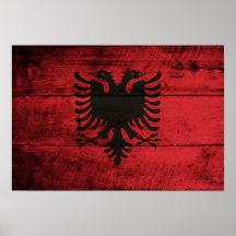 Bandeira de madeira velha de Albânia Pôsteres