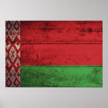 Bandeira de madeira velha de Belarus Pôsteres