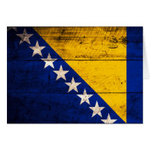 Bandeira de madeira velha de Bósnia Cartão