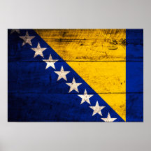 Bandeira de madeira velha de Bósnia Posters