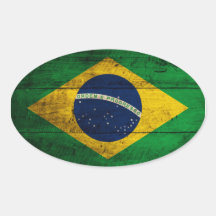 Bandeira de madeira velha de Brasil Adesivos