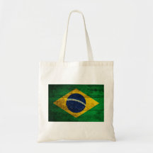 Bandeira de madeira velha de Brasil Bolsas