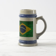 Bandeira de madeira velha de Brasil Caneca
