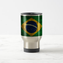 Bandeira de madeira velha de Brasil Canecas