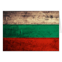 Bandeira de madeira velha de Bulgária Cartão