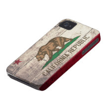 Bandeira de madeira velha de Califórnia iPhone 4 Capas