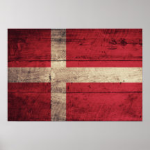 Bandeira de madeira velha de Dinamarca Impressão