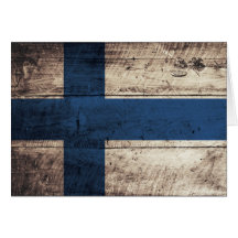 Bandeira de madeira velha de Finlandia Cartao